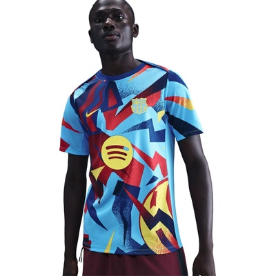 Nike Barcelona Fourth Pre Match Shirt 25/26 Mens - Blue/ Yellow