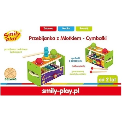 ANEK SMILY PLAY Smilp drevená zatĺkačka s kladivkom a cymbálikmi
