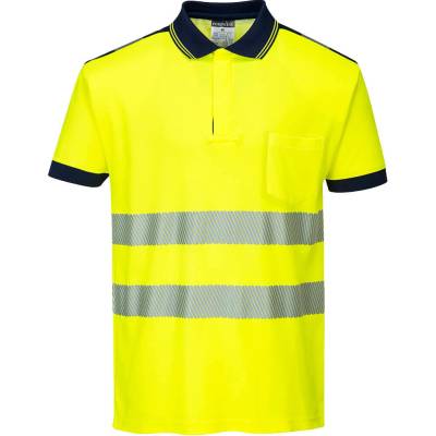 Portwest T180 PW3 Hi-Vis Reflexná polokošela žltá/tmavomodrá L