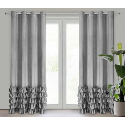 Takoy Závěs CARLI z veluru, zdobený volány a třpytivým pruhem krystalků 140 x 250 cm-HF-454021 | 140 x 250 cm