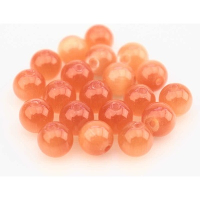 Pro Háčkování Skleněný korálek kočičí oči 8 mm oranžový