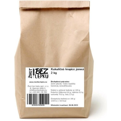 Život bez lepku Kukuričná krupica jemná 2 kg
