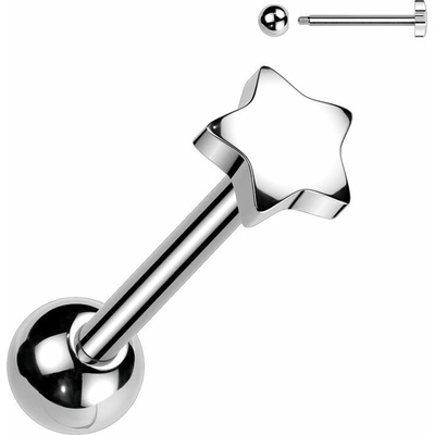 Šperky4U piercing do jazyka hvězda PJ01141