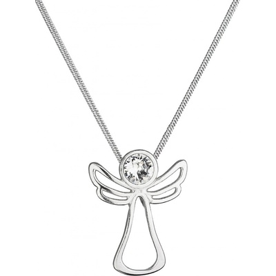 Evolution Group Strieborný náhrdelník anjel so Swarovski kryštálom 32080.1 Biely