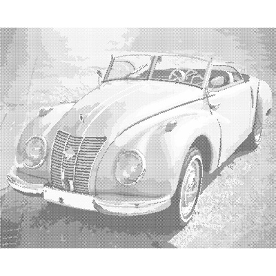 ZUTY Bodkovanie - ZELENÉ AUTO AUDI Rámovanie: bez rámu a bez vypnutia plátna, Rozmer: 40x50 cm