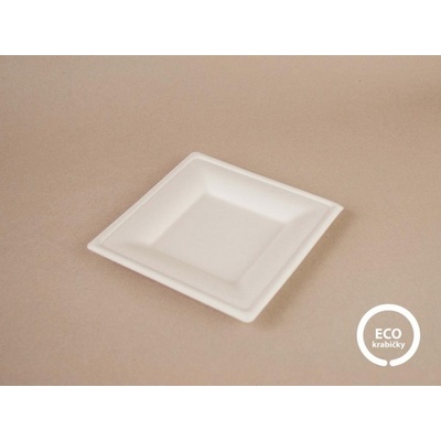 Bio talíř z cukrové třtiny KARO čtverec 16 x 16 cm – Zboží Dáma