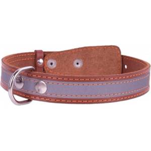 COLLAR Кожен рефлектиращ нашийник - 32 - 40см, 20мм - кафяв