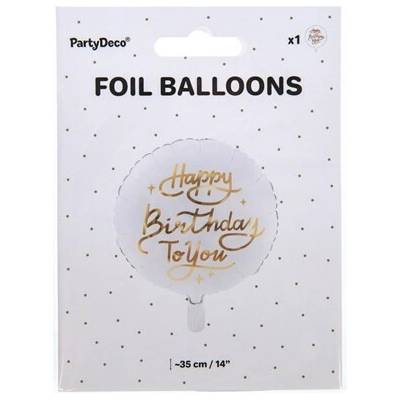 PARTY DECO Balónik fóliový "Happy Birthday To You" biely 35 cm