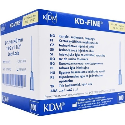 KD-FINE Injekčná ihla19 G 1,10 x 40 mm krémová 100 ks