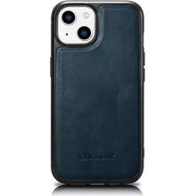 iCarer kožené iPhone 14 PLUS Oil wax real leather back cover modré