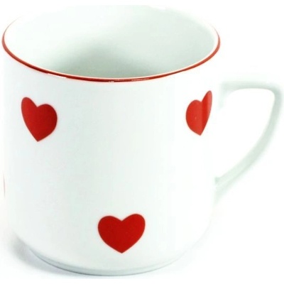 Český porcelán Hrnek porcelánový PĚTKA-ČERVENÉ SRDÍČKA 400 ml – Zboží Dáma