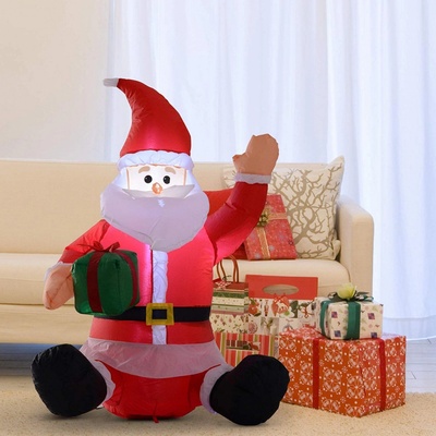 Goleto Nafukovací sedící Santa Claus s LED osvětlením 120 cm