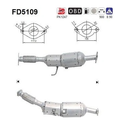 Filtr sazových částic, výfukový systém AS FD5109