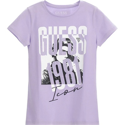 GUESS Тениска с къс ръкав в лилаво за момиче Guess с камъни