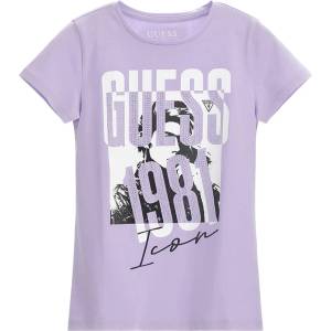 GUESS Тениска с къс ръкав в лилаво за момиче Guess с камъни