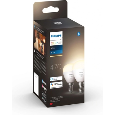 Philips Hue LED žárovka E14 5.7W bílá chytrá LED žárovka 470 lm 2700 K stmívatelná 2ks