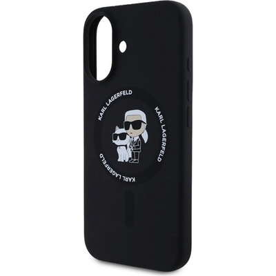 CG Mobile iPhone 16 KARL LAGERFELD ТЕЧЕН СИЛИКОН KARL AND CHOUPETTE MAGSAFE Силиконов протектор за телефон, устойчив на удари, MagSafe, ЧЕРЕН KLHMP16SSCMKCRHK (KLHMP16SSCMKCRHK)