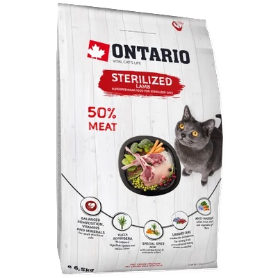 ONTARIO STERILISED LAMB Adult cat food - суха храна за кастрирани котки, с агнешко месо 6, 5 кг, Чехия 213-10797