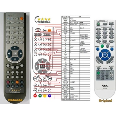 Diaľkový ovládač NEC RD-443E, RD-448E, RD-450D, RD-452E, RD-458E, RD-469E