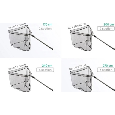 Zfish Podběrák Landing Net ZFX Pogumovaná síť 170cm 60x60x60cm 2díly – Zboží Mobilmania