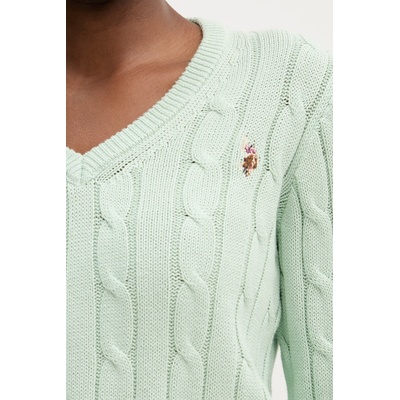 U. S. Polo Assn U. S. Polo Assn. пуловер дамски от памук V-NECK CABLE (WUP0397)