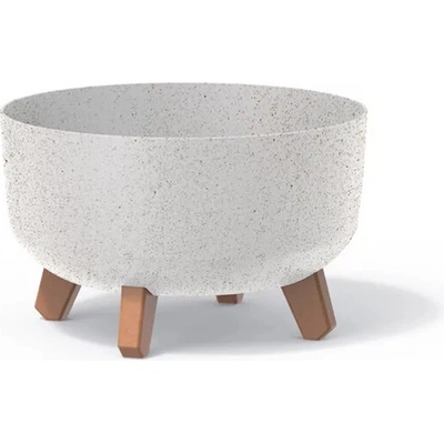 PROSPERPLAST Kvetináč GRACIA LOW ECO WOOD s nožičkami 28,5 cm biela
