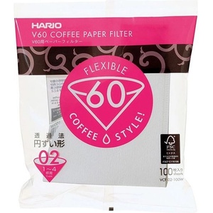 HARIO Хартиени филтри Hario V60-02 100 бр. , бели (VCF-02-100W)