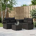 vidaXL Комплект дивани 6 бр. Черно 55 x 55 x 37 см Полиротан и стомана (3447229)