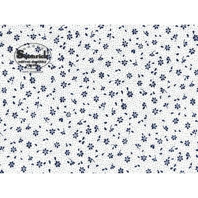 Soonrich látka na patchwork modré květiny na bílé ptw144 – Zboží Dáma