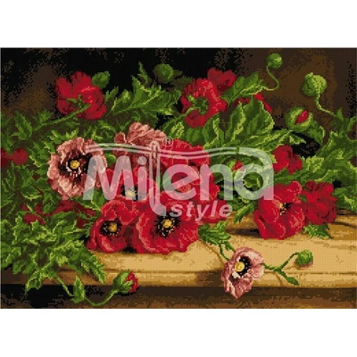 Milena Style Натюрморт с макове - гоблен със схема конци Ariadna 1: 4