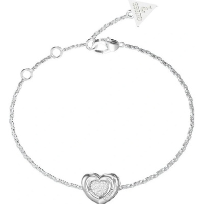 Guess Půvabný náramek Srdíčko s krystaly L.O.V.E. JUBB05461JWRH 18,4 cm
