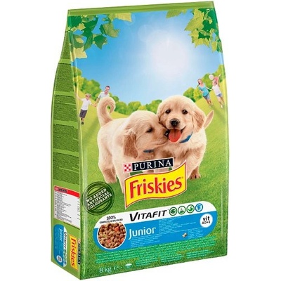 Friskies Junior s kuraťom a zeleninou s mliekom 8 kg