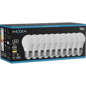 Mexen Nova 10x LED крушка E27, G45, 6W, Топла - 3000K, 630 lm - L101-E27-0630-01x10 (L101-E27-0630-01x10)