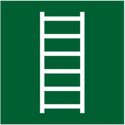 Bezpečnostní tabulka Únikový žebřík, ISO 7010, z plastu, 200 x 200 mm, BJ = 10 kusů