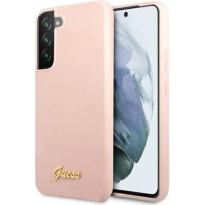 GUESS Гръб GUESS Silicone Script Metal Logo за Samsung Galaxy S22 Plus, Розов (GUE001841-0)