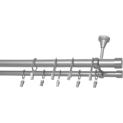 Rolmajster Kovová záclonová tyč Matné striebro Stropná 25 mm 150 cm