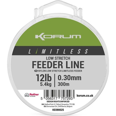 Korum Limitless Low Stretch Feeder Line 300 m 0,30 mm 5,4 kg