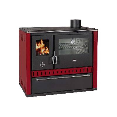 Sporák na tuhá paliva s teplovodním výměníkem PRITY GT W10 FI S DR, nerezová trouba, burgundy