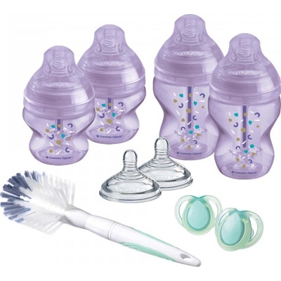Tommee Tippee sada dojčenských fľaštičiek C2N anti colic s kefou Purple