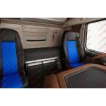  Комплект 1+1 тапицерия от еко кожа за daf xf 106 2015-2021 - синьо-черно