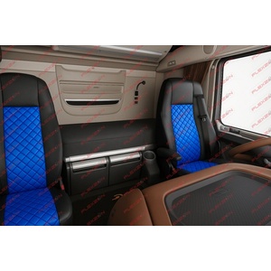  Комплект 1+1 тапицерия от еко кожа за daf xf 106 2015-2021 - синьо-черно