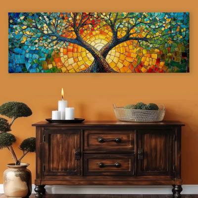 Obraz na plátně - Strom života Sluneční energie FeelHappy.cz Vyberte rozměr obrazu (šířka x výška): 150 x 50 cm