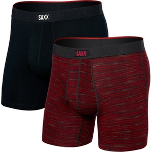 Saxx Мъжко синтетично термобельо Saxx Vibe Xtra Boxer Brief Fly 2-Pack Synthetic base layer - Spacedye Stripe / Black (014-2280-0712)