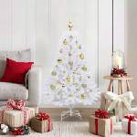 vidaXL Изкуствено коледно дърво с хингед Бяло 120 cm PVC и стомана (3426580)
