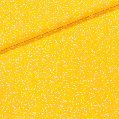 Bavlněné plátno 33540702/126, bílé lístečky na žluté, š.147cm (látka v metráži)