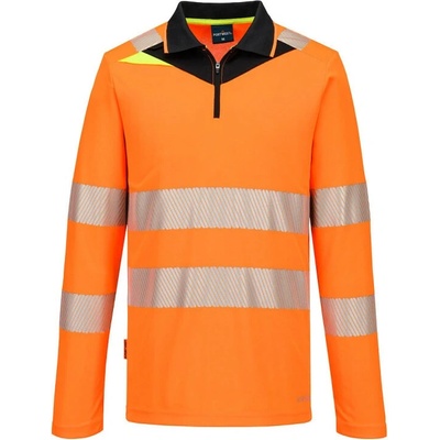 Portwest Polokošile DX419 se zipem reflexní dlouhý rukáv Oranžová/čierna S
