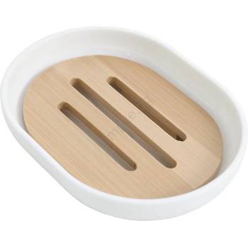 SAPHO - Сапунерка SNOW бял/бамбук (SH0230)