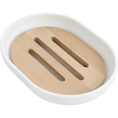 SAPHO - Сапунерка SNOW бял/бамбук (SH0230)