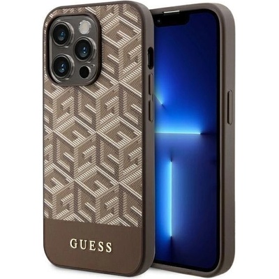 GUESS Кейс Guess GUHMP14XHGCFSEW за iPhone 14 Pro Max 6.7", кафяв / кафяв, твърд, GCube Stripes MagSafe (GUE002825-0)