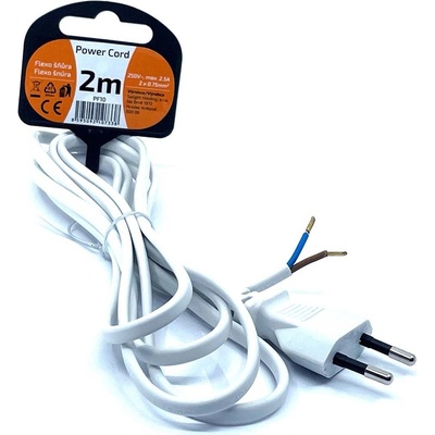 Solight Solight flexo šňůra, 2x 0,75mm2, bílá, plochá, 2m, PF10